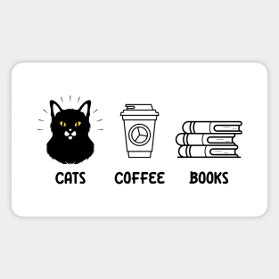 Cats Coffee And Books Magnet